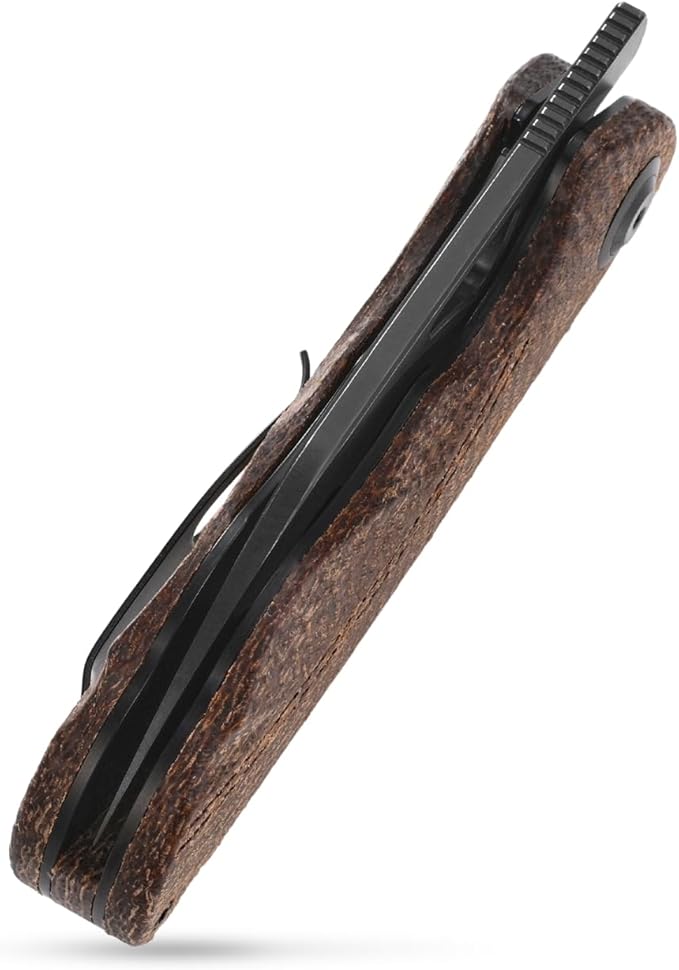 Sitivien ST156 Pocket Folding Knife Sandvik 14C28N Steel Blade with Micarta HandleChinese Zodiac Series EDC Tool Knifes for Camping Hiking Survival Fishing(Brown)