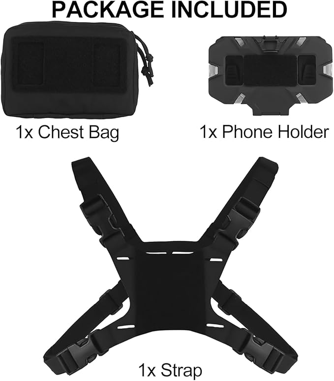 Tactical Phone Chest Mount with Chest Vest Rig Bag Pack Molle Foldable Navigation Universal Phone Holder Board for Hunting