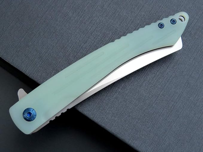 Eafengrow EF944 EDC Folding Knife D2 Steel Blade G10 Handle Reliable Locking Ball Bearing Flipper Knifes for Camping Survival Hiking (Jade)