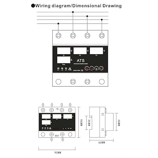 63A 2P 110V Automatic/Manual Transfer Switch ATS with Led Display L1 Priority Din Rail Mount for Generator &amp Mains Power
