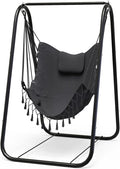 G TALECO GEAR Hammock Chair with StandHeavy-Duty and Rustproof Hanging Chair with StandHammock Swing Chair Standfor Indoor Outdoor Patio Yard Garden Porch (Grey)