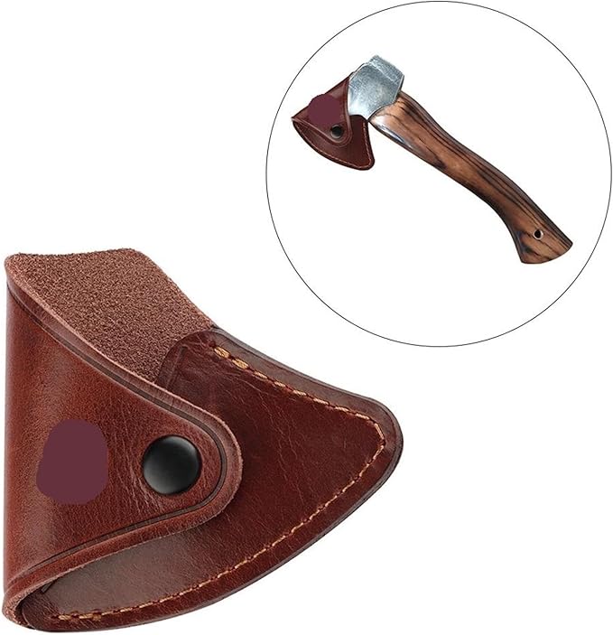 Hatchet Sheath PU Leather Holder Handmade Portable Waist Head Cover Axe Head Cover for Camping Outdoor Tool Brown for Outdoor Camping Blade Protection