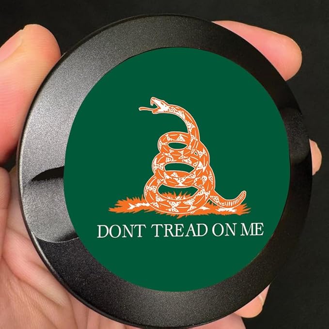 Brotherhood Metal Zyn Can | Metal Container for Zyn | Don't Tread on Me Flag | Gadsden Flag | Green Orange White