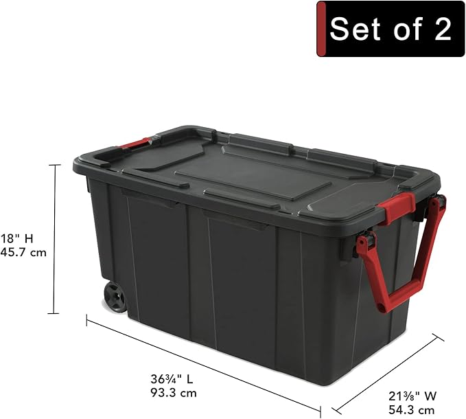 Storage Bins 40 Gallon Heavy-Duty Plastic Storage Bins 2 Pack Container Totes with Durable Lid and Secure Latching Buckles Stackable Tough Storage Containers for Garage and Metal Rack Organizing