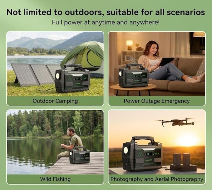 MARBERO Solar Generator 155Wh with 30W Solar Panel Portable Power Station with 2x 100W AC Outlets(Peak 150W) QC3.0 USB UL Certified for Home Blackout Camping RV Travel Ultra-Light &amp Silent Fan