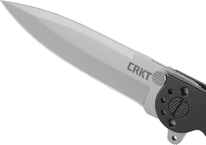 CRKT M16-01S Folding Knife with Frame Lock: Stainless Steel Plain Edge Blade Stainless Steel Handle Reversible Pocket Clip M16-01S
