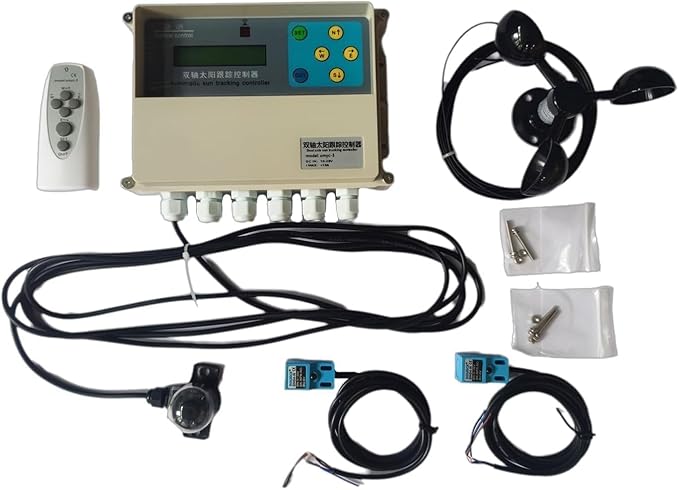 Dual-Axis Solar Tracker Controller Kit – Auto Sun Tracking with LCD Wind Sensor &amp Remote – Boost Solar Panel Efficiency for Off-Grid RV Farm &amp DIY Systems
