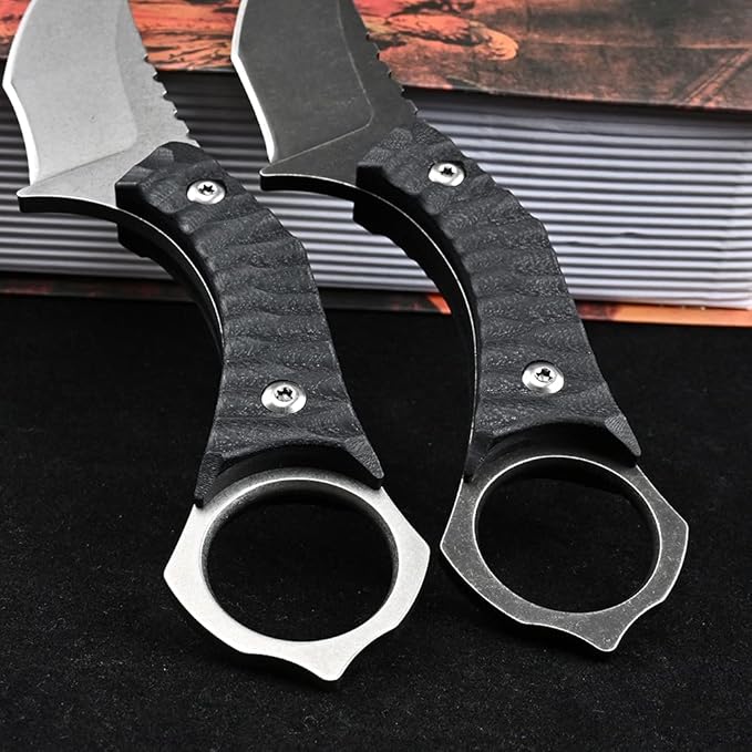Ccanku C1152 Fixed Blade Knife D2 Blade G10 Handle EDC Tool Knife for Outdoor Camping Hiking(Silver)