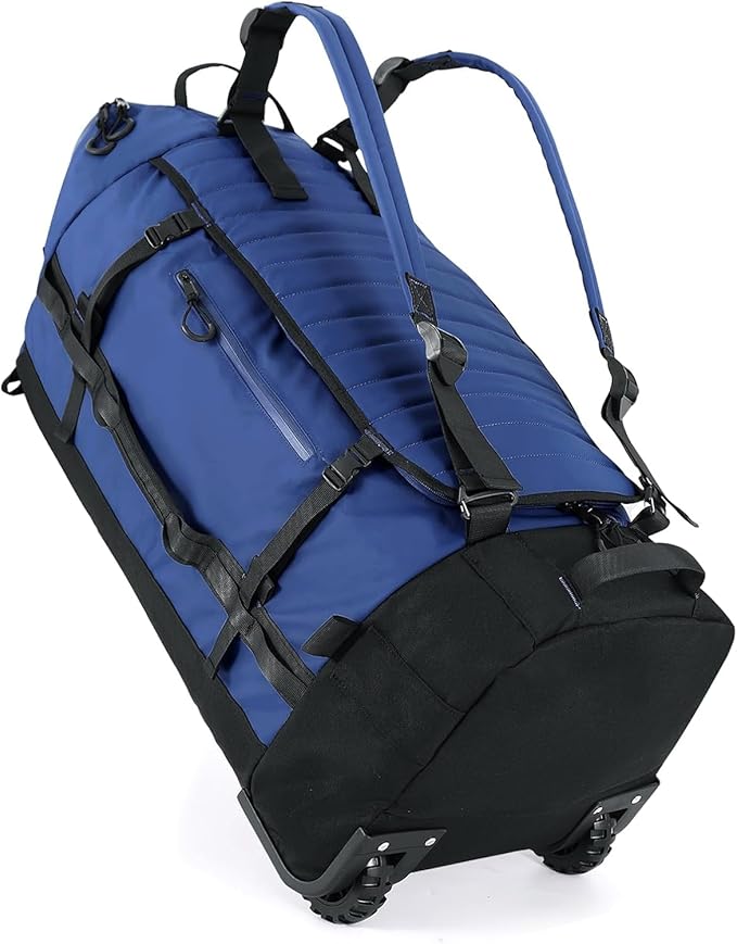 Rolling Duffle Bag with Wheels86L 30”Carry on Luggage with WheelsFolding Travel BagDuffle Backpack with Separate Shoe Compartment (dark blue)