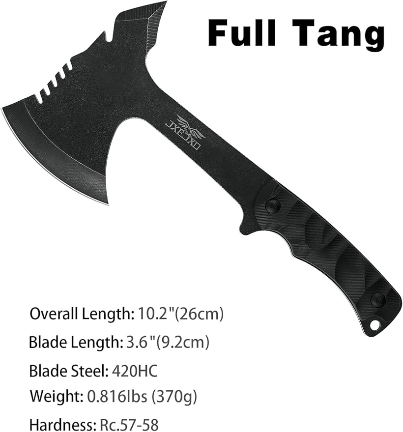 JXE JXO Throwing Axe Sets Overall 10.2in 6Pack Throwing Tomahawk Full Tang 420HC Stainless Steel Design for Hawks Throwing Recreation and Competition