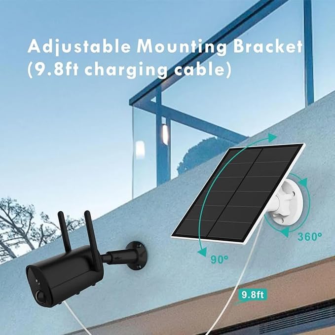 Vicohome 5W Solar Panel SP for Security Camera Outdoor WiFi - with Micro USB &amp USB-C Port for DC 5V Outdoor Rechargeable Battery Camera 360° Adjustable Bracket IP65 Waterproof