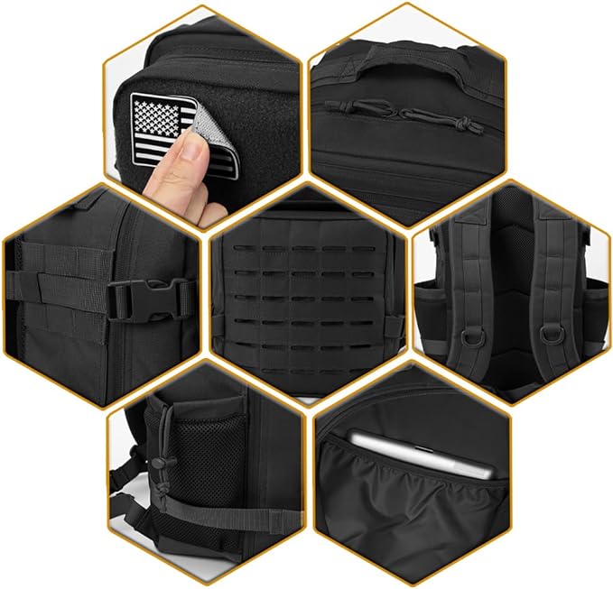 QT&ampQY 25L/45L Military Tactical Backpack For Men Molle Daypack 3 Day Bug Out Bag Hiking Rucksack With Bottle Holder