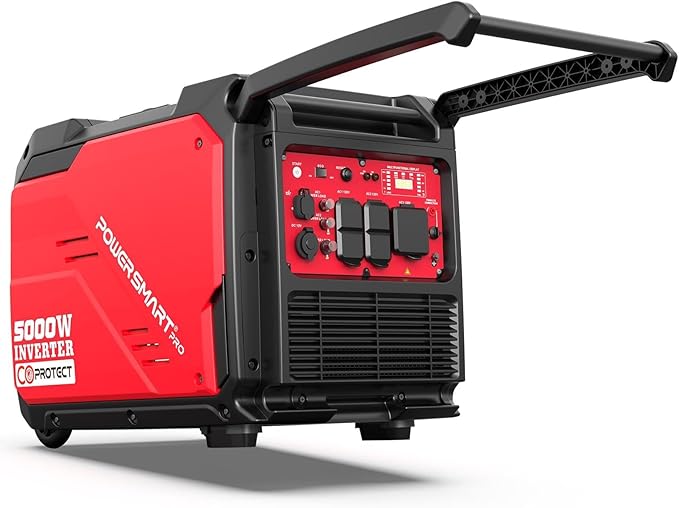 PowerSmart 5000W Portable Inverter Generator Gas Powered Quiet with Electric Start &amp CO Alarm 223cc Engine Eco-Mode Small Generator for Home Backup Camping and RV Ready