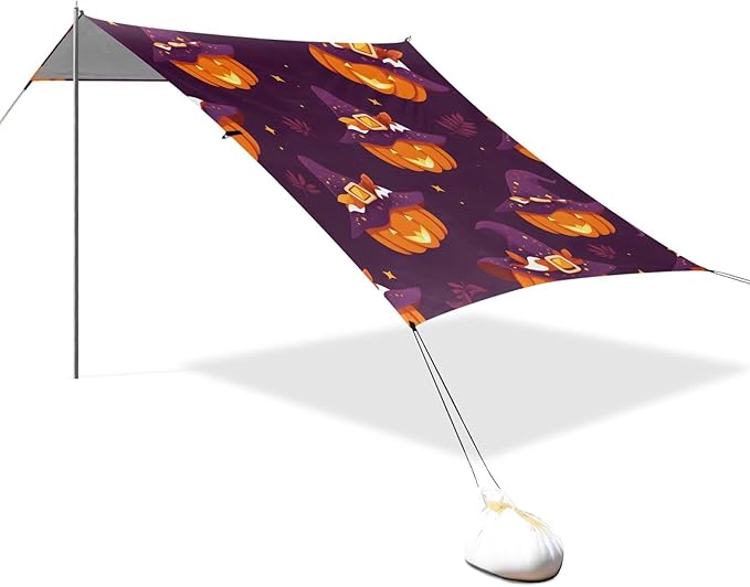 ALAZA Magic Hat Pumpkin Pattern Beach Tent Sun Shelter Portable Canopy Sunshade for Outdoor Camping Picnics Backyard Fun 10x9 ft