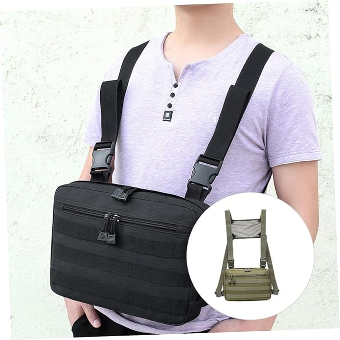 Healeved Men's Tactical Chest Bag Multi-Functional Outdoor Storage Pack Lightweight Waterproof Climbing Bag Phone Holder for Hiking and Cycling