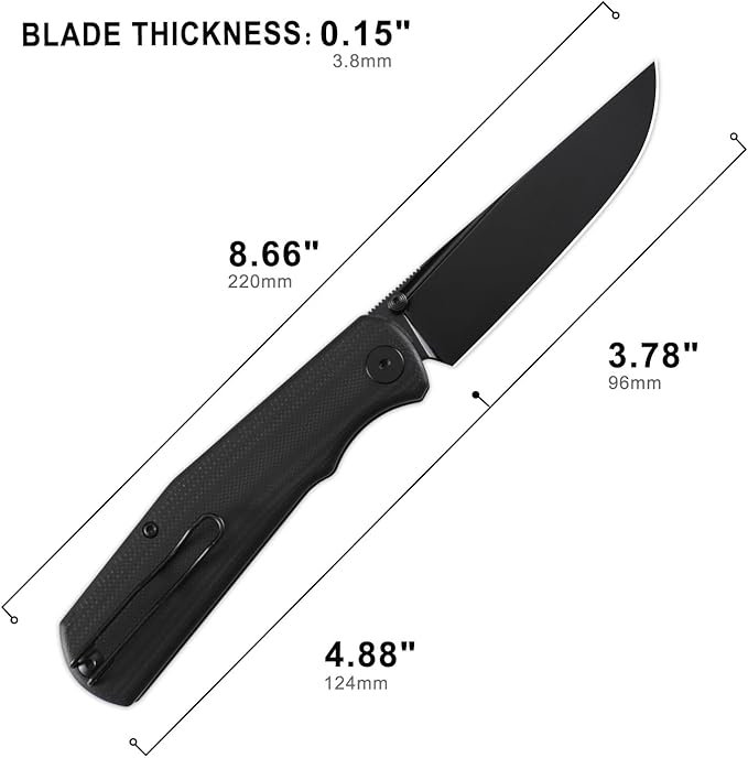 Petrified fish PFP14 Lis Folding Knife3.90 10Cr15CoMov Steel Black Stonewashed Blade G10 Handle Pocket Knife for Camping EDC Outdoor (Black Black Stonewashed)