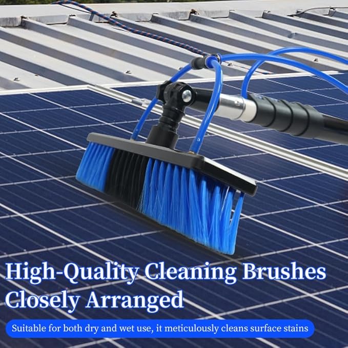 20FT Solar Panel Cleaning Kit with Telescopic Pole &amp Soap Dispenser Water Fed Solar Panel Brush for Home/Roof/Caravan Extendable Window Cleaner Tool for RV Boat Deck &amp Outdoor Use (20FT)