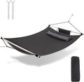 TegerDeger Anti-flip 12FT Hammock Large Hammock 450LB Capacity with Iron Spreader Bar &amp Nylon Rope for Outside Patio Garden Backyard Beach - Gray