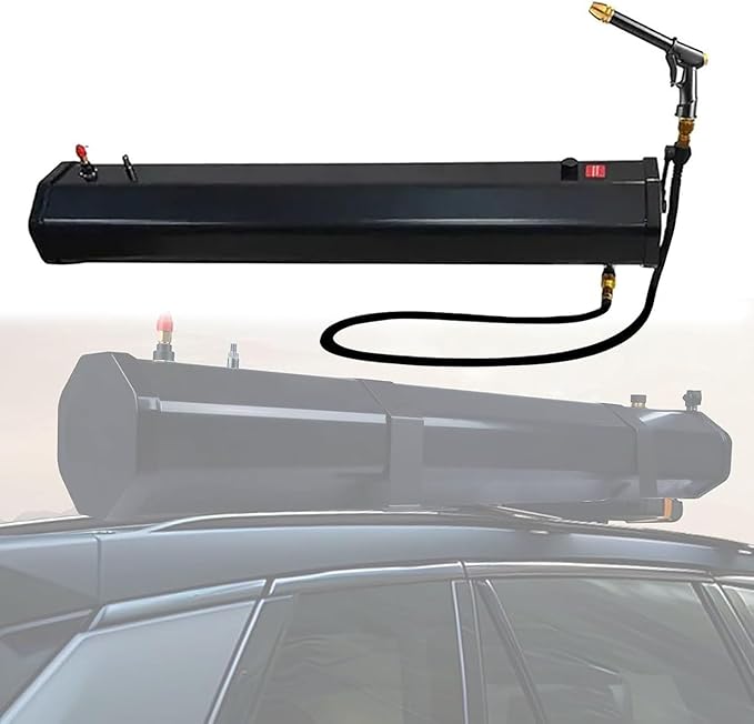 Self-Pressurized 4.8 Gal Portable Water Tank &amp Shower - Solar Heated Camping Kit for SUVs Trucks Rooftops Outdoor Cleaning &amp Overland Adventures