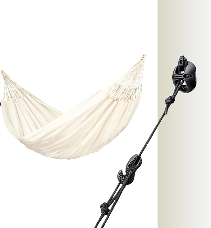 LA SIESTA Brisa Classic Hammock with Suspension Kit for Walls Ceilings &amp Square Beams Handmade Weather-Resistant Tear-Resistant Hammock for Indoors &amp Outdoors Size-Double - Vanilla