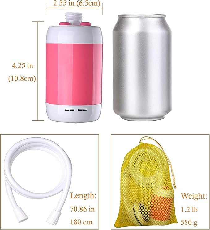 Portable Shower USB Shower Pump Rechargeable Battery Outdoor Shower for Trave Camping Camp Suitable Electric showerhead for Hiking Campsites