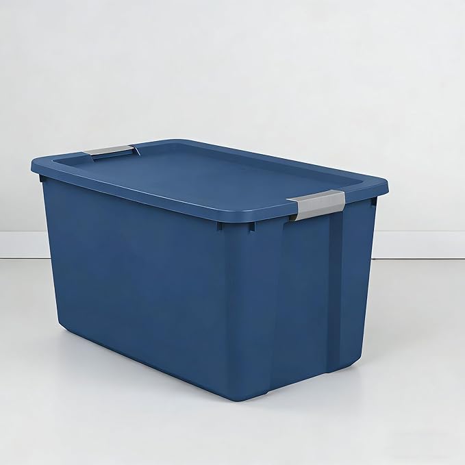Extra Large 34 Gallon Storage Bin with Secure Latching Lid Plastic Storage Container Tote Box Blue for Garage Basement Home Organization