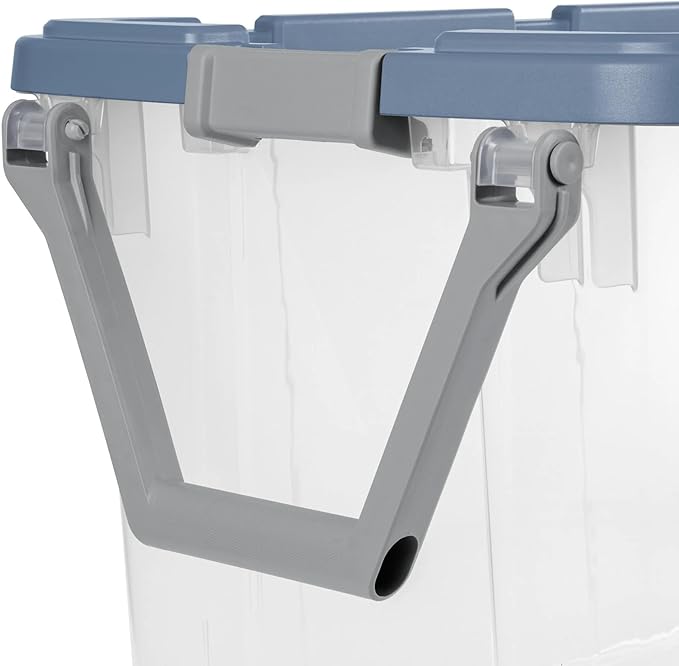 2-Pack 160-Quart Wheeled Storage Boxes - Extra Large Clear Plastic Bins with Blue Latch Lids Heavy Duty Rolling Totes for Garage Warehouse or Seasonal Storage