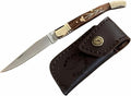 Perkin Handmade Pocket Knife with Leather Sheath - Legal Foldable Pocket Knifes for Men and Women Small EDC Lightweight Folding Knives with Laguiole Type-Gift for Unisex Adult Everyday Carry.
