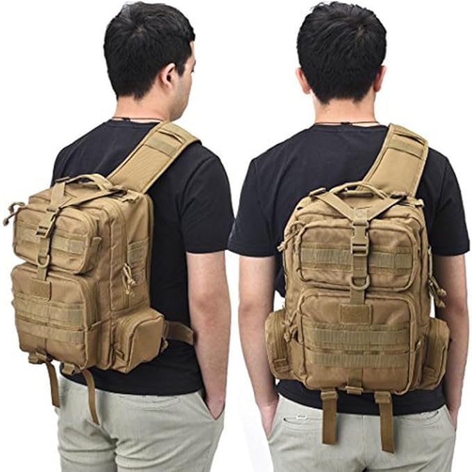 REEBOW GEAR Tactical Sling Bag Military Style Single Shoulder Sling Pack (Style 03-Tan)