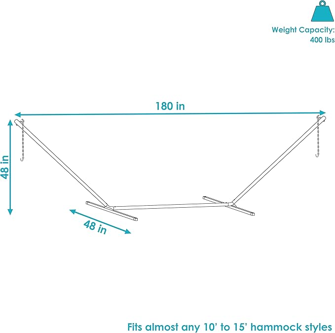 Sunnydaze Double Hammock Stand for Outside - 400-Pound Capacity Indoor/Outdoor Hammock Frame - Bronze Powder-Coated Finish - 15-Foot