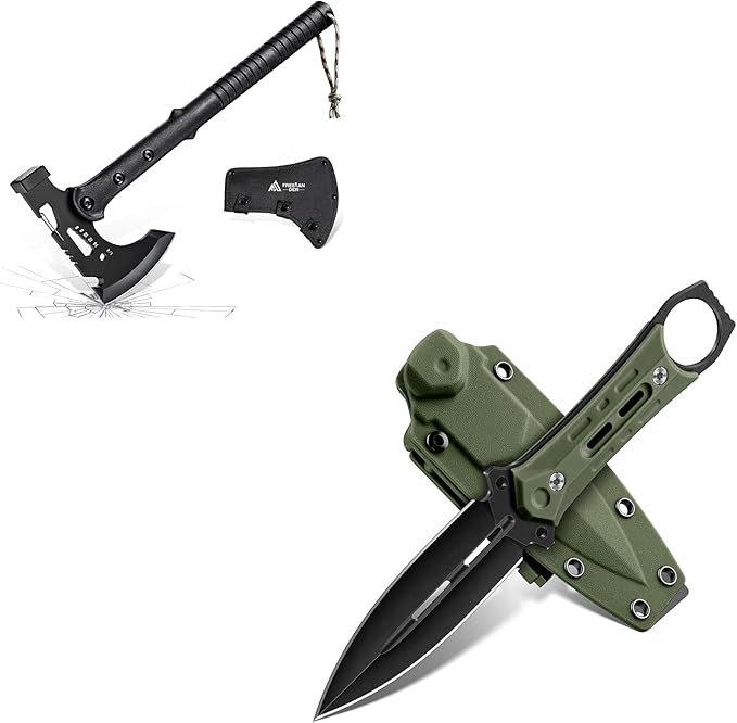 Freelander D2 Steel Bushcraft Knife Bundle with Camping Axe