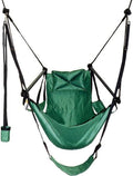 Green Eggs and Hammocks Con2our Dual-Point Hammock Chair with Adjustable Footrest Armrests Pillow and Drink Holder Green