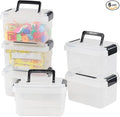 2 L Small Plastic Storage Bins with Lids Plastic Storage Boxes 6 Pack