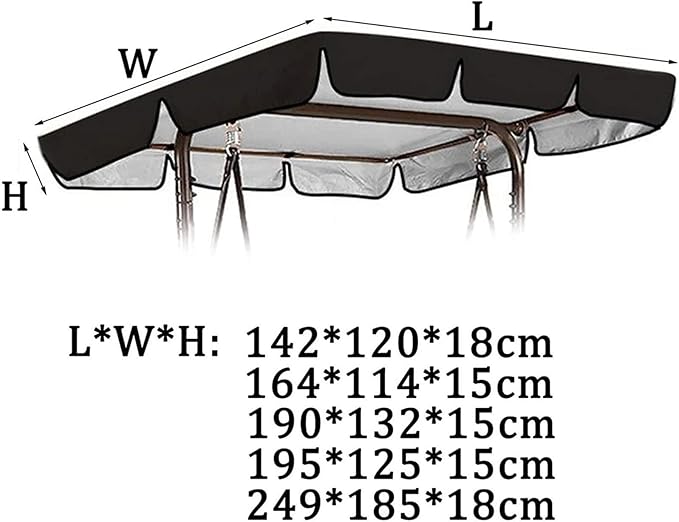 Outdoor Swing Chair Canopy Replacement Waterproof 210D Canopy for 2/3 Seater Swing Seat Sun Shade Top Cover for Garden Swing Chair Durable and UV Resistant