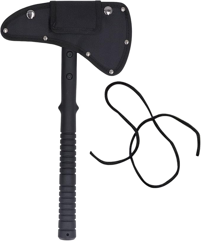 Camping Hatchet with High Tenacity Fiber Handle Multifunctional for Outdoor Shoveling Hammering and Cutting Hex Set Screws 420 Steel Construction with Wrench for