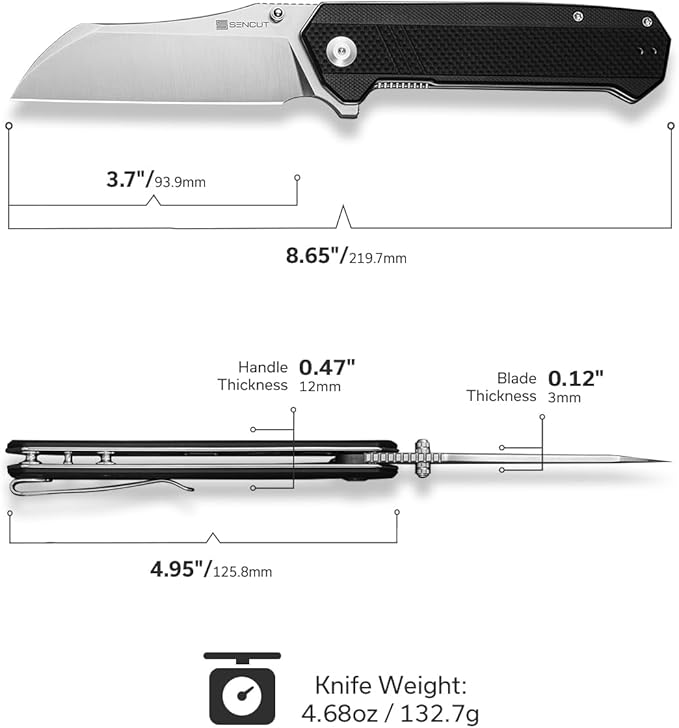 SENCUT Draxor Folding Pocket Knife for EDC Camping Knife with 3.7'' 9Cr18MoV Blade &amp G10 Handle Gift for Men Women (Black)