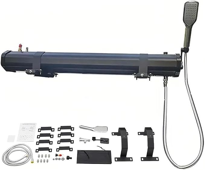 Pressurized Water Tank for Camping Shower 20L/30L Solar Roof Rack Shower Outdoor Roof Rack Water Tank with Water Hose &amp Shower Head for Trucks Off Road Vehicles RV SUV 30L