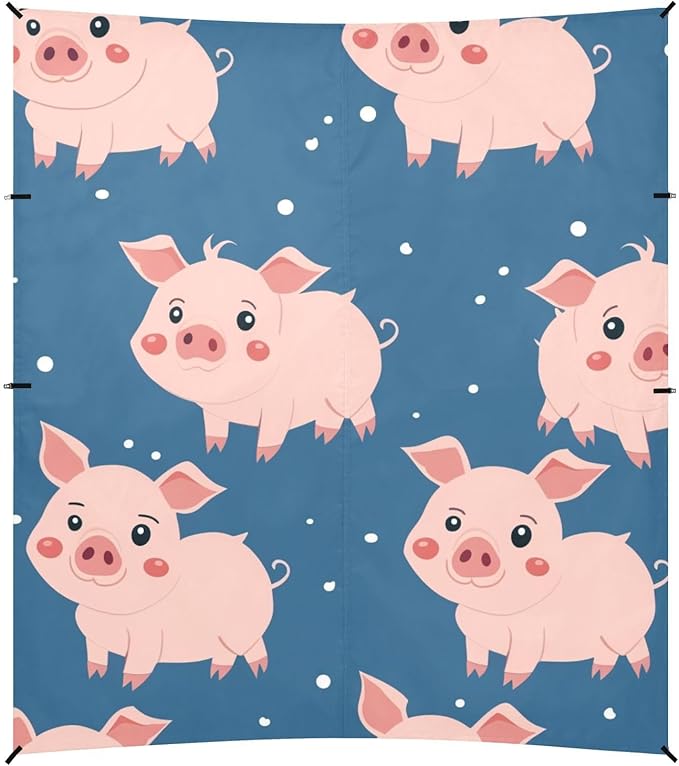 ALAZA Blue Background with Cute Pigs Seamless Beach Tent Sun Shelter Portable Canopy Sunshade for Outdoor Camping Picnics Backyard Fun 10x9 ft