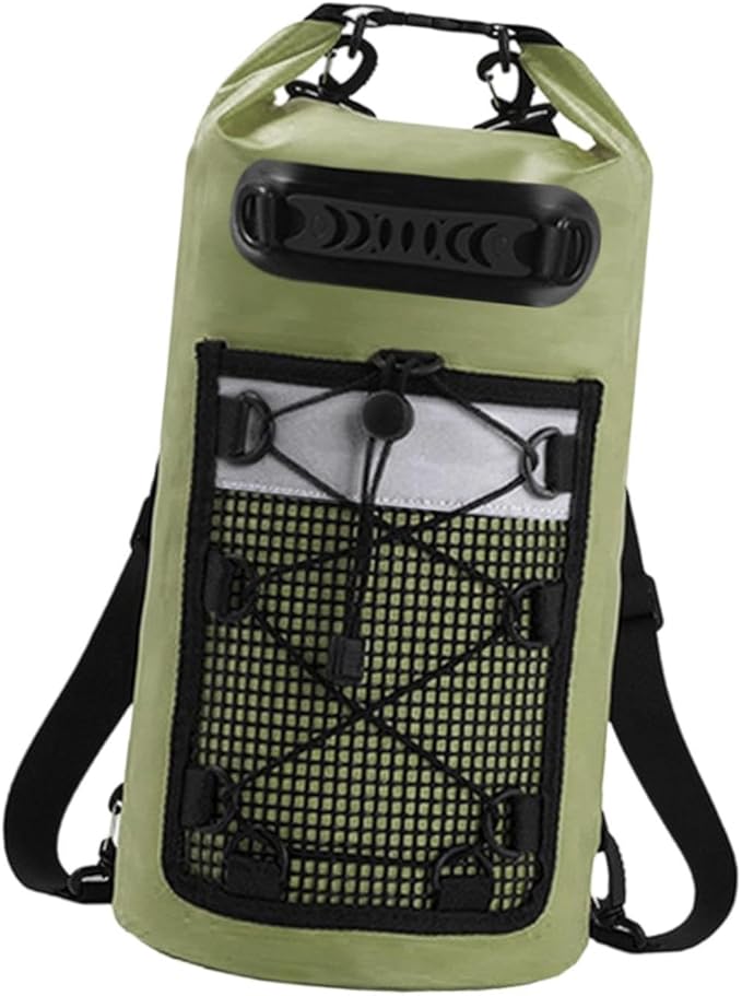 pistro Waterproof Dry Bag 20L with Handle Large Capacity Backpack for Camping Travel Kayaking Fishing Beach Rafting- Green