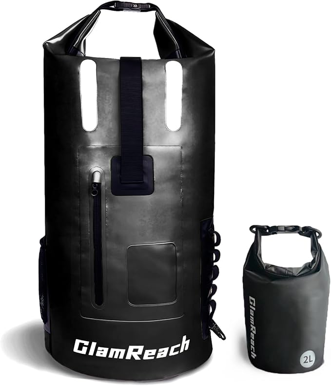 55L Dry Bag for Men - Heavy Duty Waterproof Backpack Large Roll Top Rip-Resistant Rucksack for Kayaking Camping Boating Hiking Fishing &amp Travel with 2L dry bag (Black55L)