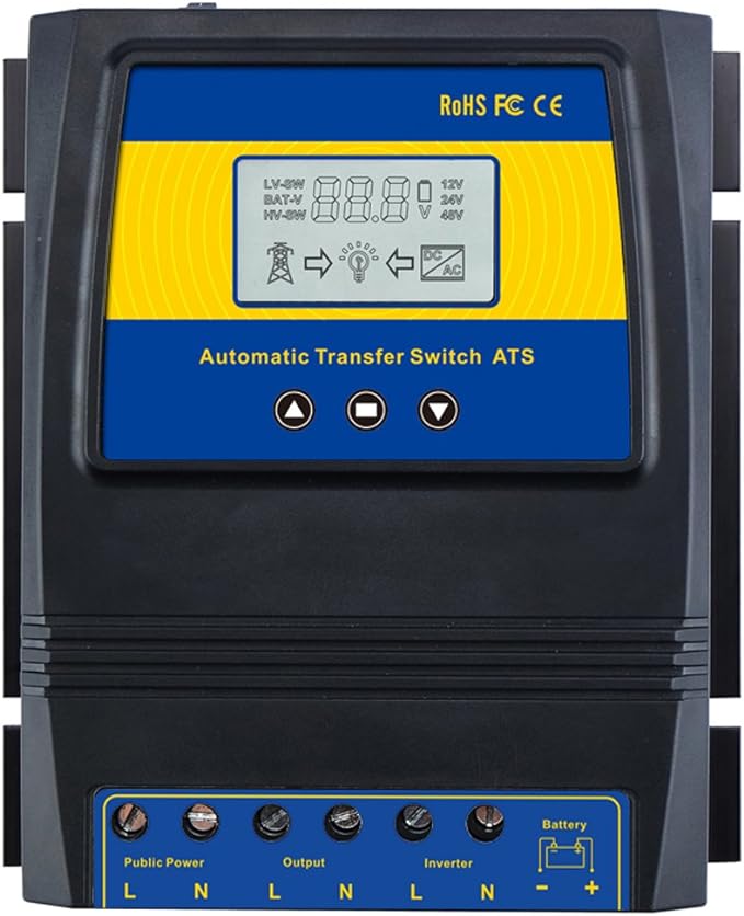 MOES Dual Power Controller 50A 5500 Watt Automatic Transfer Switch for Off Grid Solar Wind System ATS DC 12V 24V 48V AC 110V 220V.