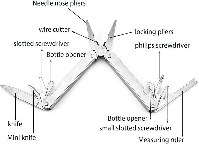 Multi-Tool Pliers 11-in-1 Stainless Steel Pocket Multi-Tool with Durable Sheath for EDC10PACK Bottle Opener Screwdriver with Nylon Sheath Gifts for Men Ideal for Outdoor Sports
