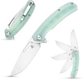 Sitivien ST119 Folding Knife D2 Steel Blade and G10 Handle EDC Tool Knife with Pocket Clip for Outdoor Camping Hiking Survival(Jade)