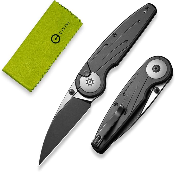 CIVIVI Starflare Pocket Knife for Men Women Button Lock Folding Knife with 3.3 Nitro-V Blade Milled Aluminum Handle Cool Knife for Everyday Carry C23052-1