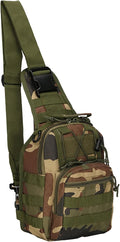 Tactical Crossbody Military Sling Bag Waterproof Oxford Shoulder Bag MOLLE Chest Bag Assault Back Pack One Strap Backpack for Outdoor Camp Hiking Cycling Running Jungle Camo