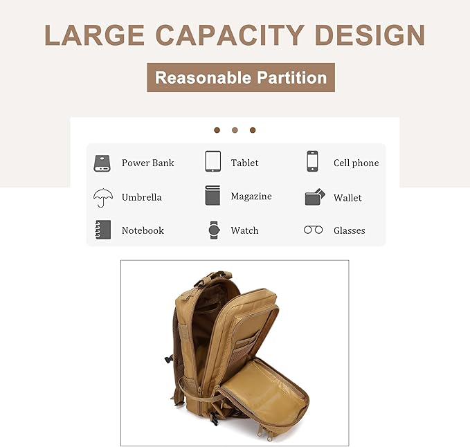Men's 35L Hiking Backpack Oxford Cloth Outdoor Tactical Rucksack Large Capacity Camping Travel Daypack Duffel Bag (G/Multicolor)