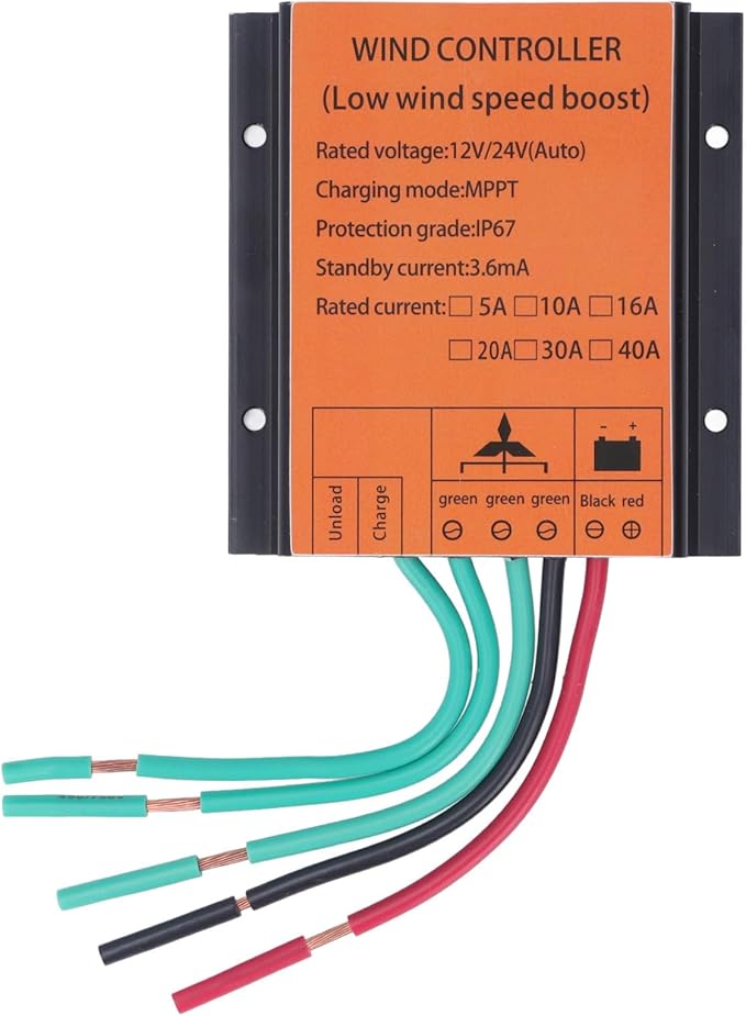 Wind Turbine Charges Controller 12V/24V 300W‑1000W MPPT PWM Wind Turbine Generator Controller 16A IP67 Waterproof Wind Generator Controller Auto Match MPPT Controller