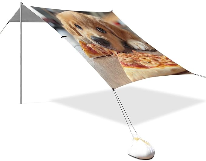 ALAZA Puppy Eat Delicious Pizza Beach Tent Sun Shelter Portable Canopy Sunshade for Outdoor Camping Picnics Backyard Fun 10x9 ft