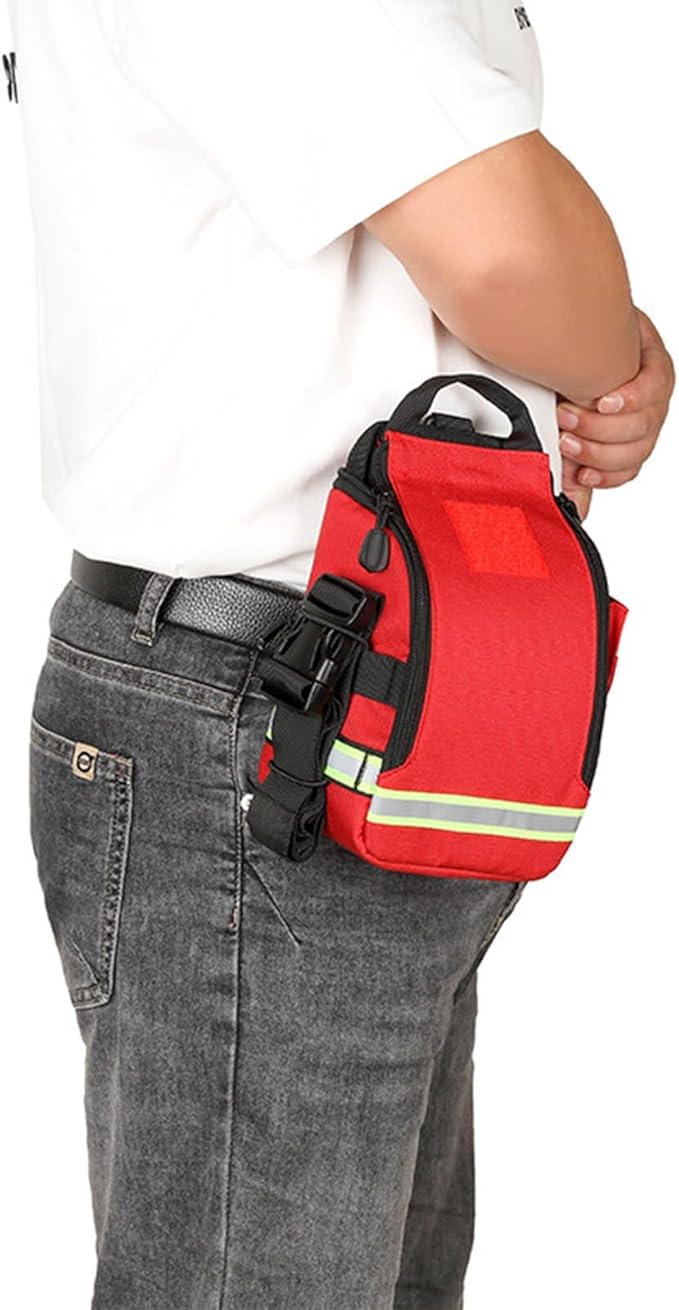 Tactical Drop Leg Waist Bag First Aid Kit Pack Medical Storage Red Travel Rescue Waist Bag for Tactical Airsoft Outdoor Sport Hunting