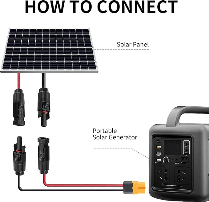 XT60 Adapter Extension CableXT60 to Solar Connector 12AWG Solar Panel Connector Cable Compatible with Bluetti Ecoflow River Delta Series Power Station Solar Panel (12AWG)/50FT